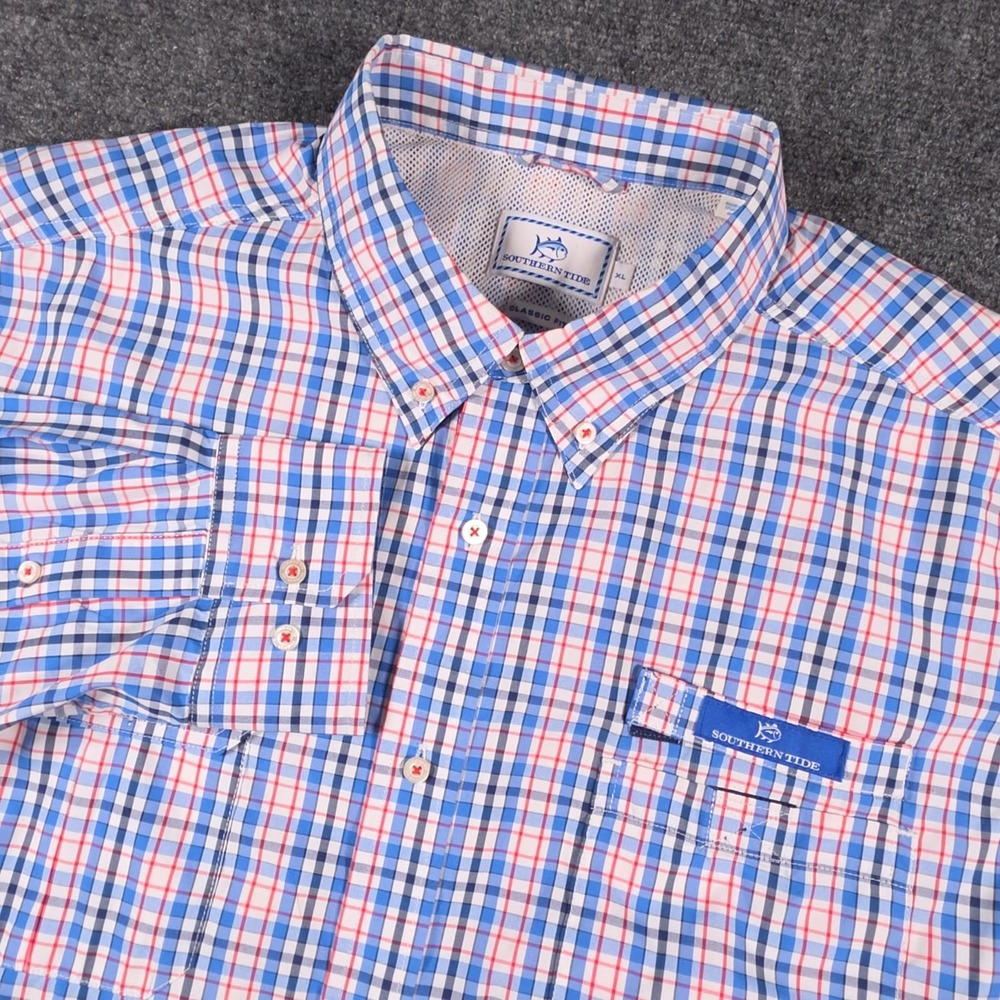 Southern Tide Shore Shot Shirt Mens XL Plaid Classic Fit Fishing Button Down